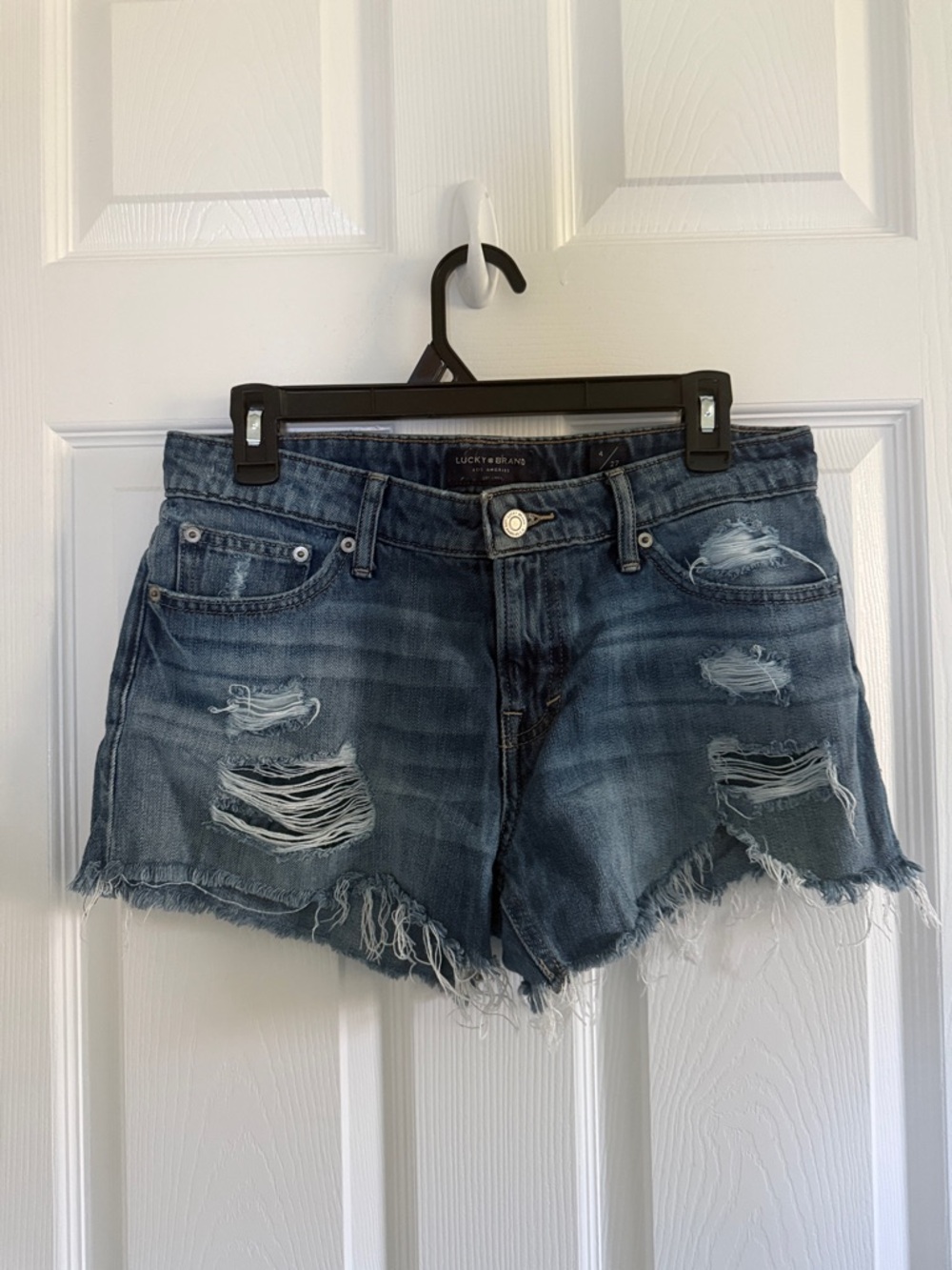 Lucky Brand Frayed Distressed Blue Denim Shorts